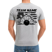 Load image into Gallery viewer, Custom American Flag US Bowling T-Shirts For Men, Patriotic Bowling Shirt IPHW9053