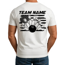 Load image into Gallery viewer, Custom American Flag US Bowling T-Shirts For Men, Patriotic Bowling Shirt IPHW9053
