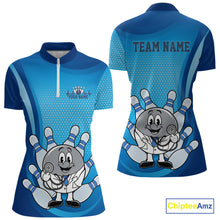 Load image into Gallery viewer, Custom Blue Doctor Bowling Quarter-Zip Shirts For Women, Funny Doctor Bowling Jerseys IPHW9235