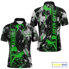 Load image into Gallery viewer, Custom Green And Gray Camo Strike Bowling Polo Team Shirts For Men, Strike Bowling Jersey IPHW9243