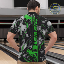 Load image into Gallery viewer, Custom Green And Gray Camo Strike Bowling Quarter-Zip Team Shirts For Men, Strike Bowling Jersey IPHW9243