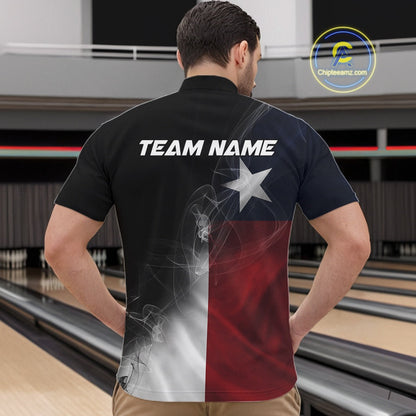 Custom Smoke Texas Flag Bowling Men Team Shirts, Patriotic Texas Bowling Jerseys IPHW10625