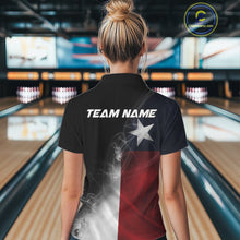Load image into Gallery viewer, Custom Smoke Texas Flag Bowling Women Team Shirts, Patriotic Texas Bowling Jerseys IPHW10625