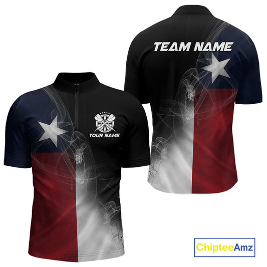 Custom Smoke Flame Texas Flag Patriotic Darts Shirt For Men, Dart League Team Jerseys IPHW10631