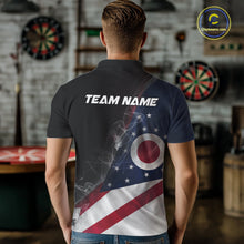 Load image into Gallery viewer, Custom Smoke Flame Ohio Flag Patriotic Darts Shirt For Men, Dart League Team Jerseys IPHW10632