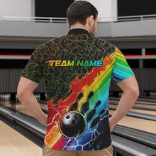 Load image into Gallery viewer, Custom Rainbow Flame Bowling Team Quarter-Zip Shirts For Men, Colorful Bowling League Shirt IPHW8785