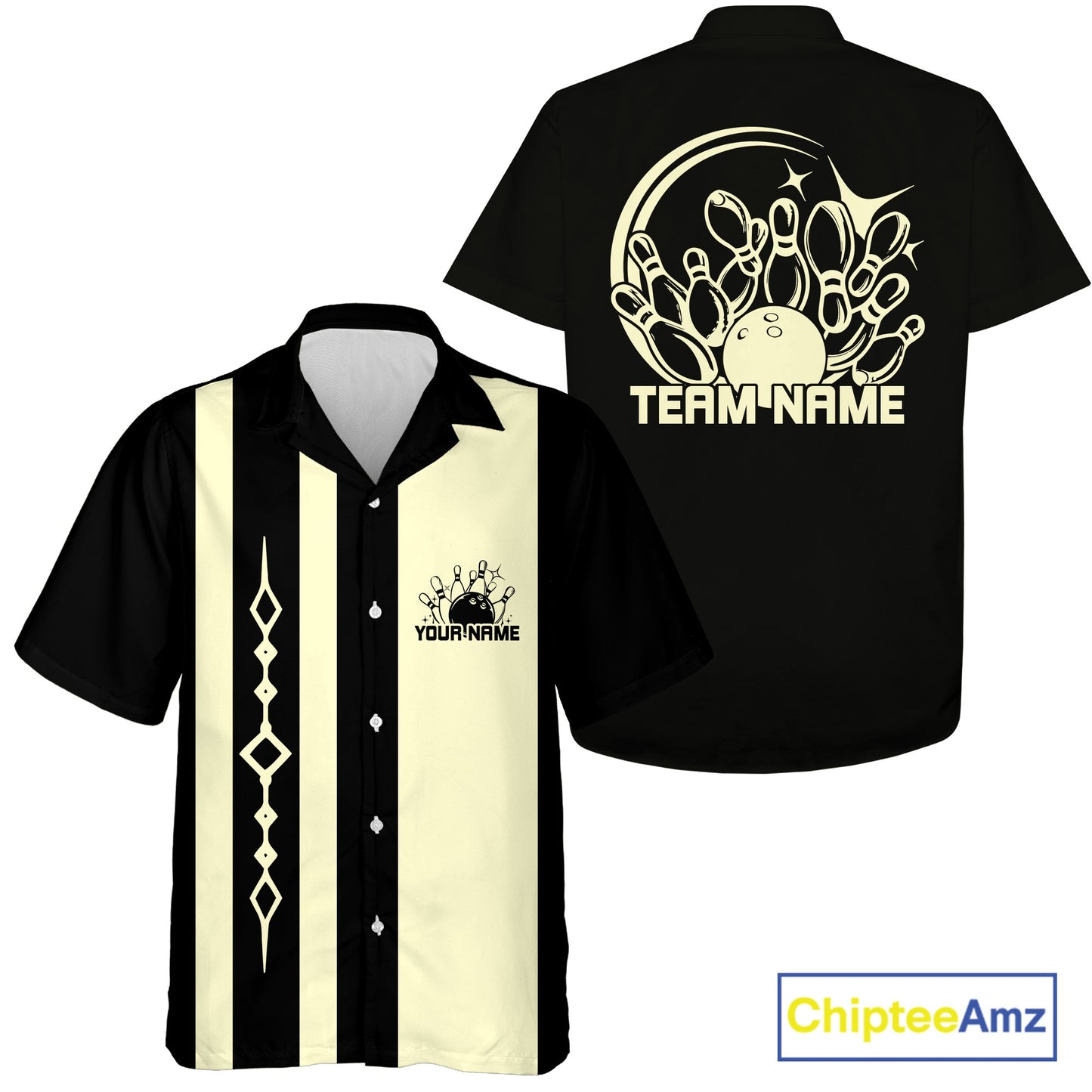Custom Classic Vintage Bowling Team Shirts, 50S Retro Bowling Button Up Shirt IPHW10876