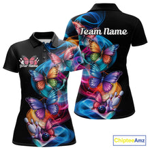 Load image into Gallery viewer, Custom Colorful Butterfly Bowling Women Polo Shirts With Team Name, Bowlers Outfit IPHW9011