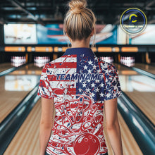 Load image into Gallery viewer, Custom Splatter Patriotic US Flag Bowling Polo Shirts For Women, American Bowling Jersey IPHW9257