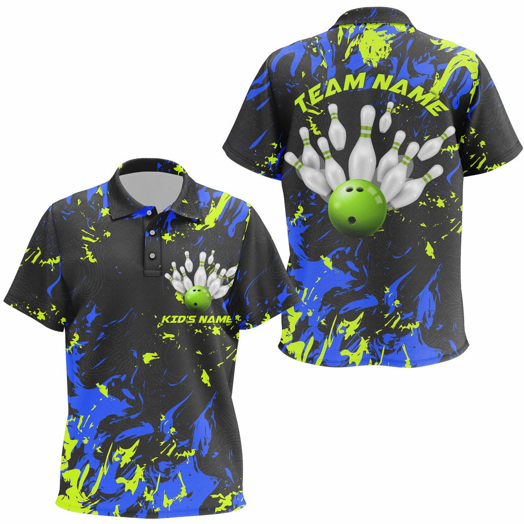 Custom Bowling Polo For Kid, Personalized Bowling Kid Jerseys Bowling Pin And Ball IPHW5183