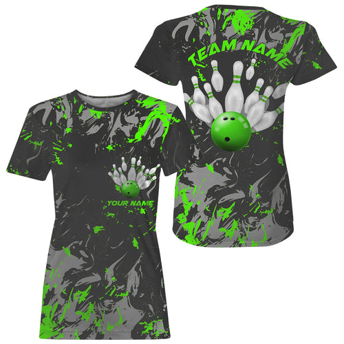 Black And Green Camo Bowling Team Custom Women T-Shirts Bowling League IPHW5362