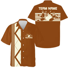 Load image into Gallery viewer, Custom Retro Bowling Button Up Shirt , Vintage Striped Bowling Team Hawaiian Shirt IPHW10071