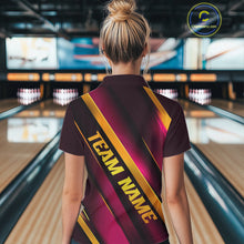 Load image into Gallery viewer, Custom Pink And Gold Bowling Tournament Shirts For Women With Name, Bowler Outfit IPHW10646