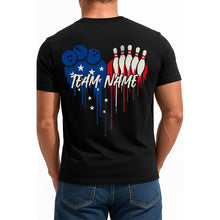 Load image into Gallery viewer, Custom Bowling T-Shirts For Men, Dripping American Flag Heart Patriotic Design IPHW9070