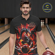 Load image into Gallery viewer, Custom Red Thunder Lightning Dragon Men Polo Shirts, Dragon Team Bowling League Shirt IPHW9024