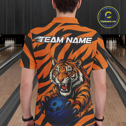 Custom Tiger Bowling Team Polo Shirts For Men, Tiger Bowling Team Uniform Bowler Outfit IPHW9025