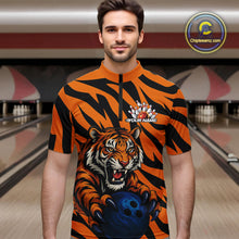 Load image into Gallery viewer, Custom Tiger Bowling Team Quarter-Zip Shirts For Men, Tiger Bowling Team Uniform Bowler Outfit IPHW9025