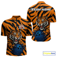 Load image into Gallery viewer, Custom Tiger Bowling Team Quarter-Zip Shirts For Men, Tiger Bowling Team Uniform Bowler Outfit IPHW9025