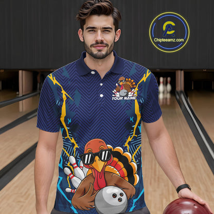 Custom Funny Turkey Bowling Team Shirts For Men, Thanksgiving Bowling Uniform Bowler Outfit IPHW7872