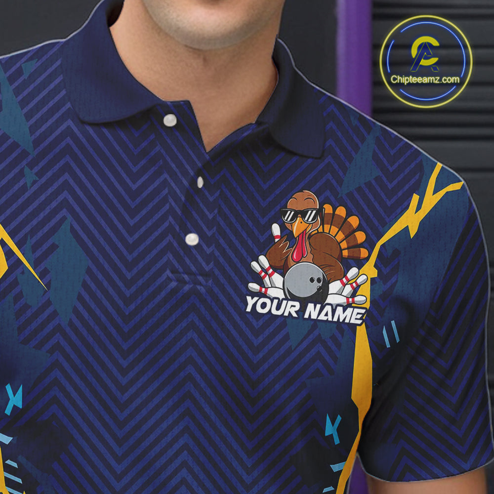 Custom Funny Turkey Bowling Team Shirts For Men, Thanksgiving Bowling Uniform Bowler Outfit IPHW7872