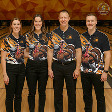 Load image into Gallery viewer, Black And Yellow Camo Custom Funny Turkey Bowling Shirts For Men, Thanksgiving Bowling Tournament IPHW7881