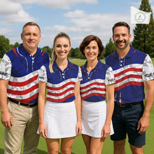 Load image into Gallery viewer, USA flag camo golf outfits funny skull golf polo shirts for Men custom patriotic golf shirts for men NQS11400