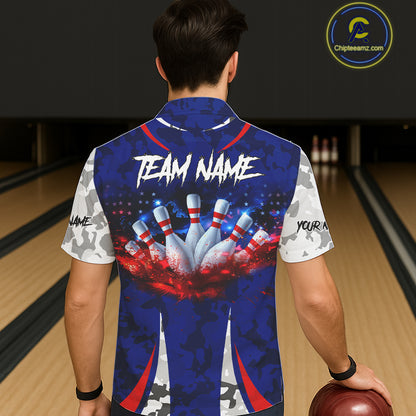 Camo American flag bowling jersey custom Hawaiian bowling shirts, bowling league shirts NQS11401