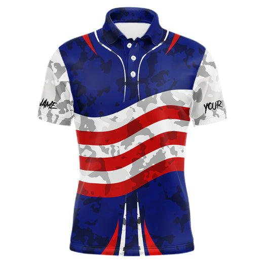 Camo American flag bowling jersey custom bowling polo, 1/4 zip shirts for men, bowling league shirts NQS11401