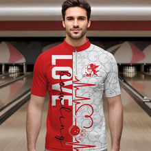 Load image into Gallery viewer, White And Red Custom Love Bowling Quarter-Zip Shirts For Men, Valentines Couple Bowling Jerseys IPHW8324