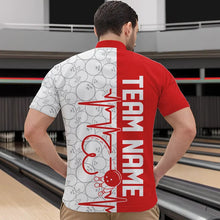 Load image into Gallery viewer, White And Red Custom Love Bowling Quarter-Zip Shirts For Men, Valentines Couple Bowling Jerseys IPHW8324
