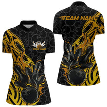 Load image into Gallery viewer, Custom Black And Yellow Tribal Flame Bowling Team Women Quarter-Zip Shirts, Bowlers Outfits IPHW8815