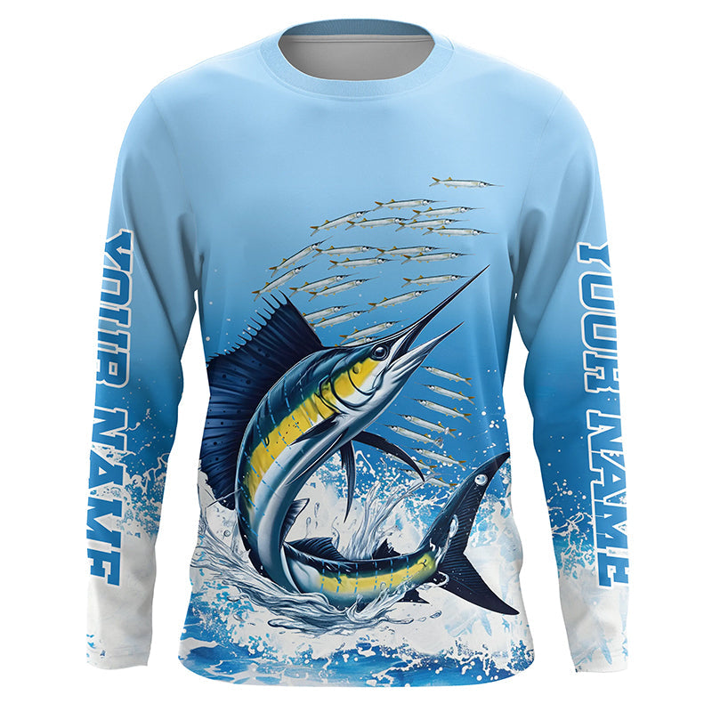 Sailfish Fishing Custom Long Sleeve Performance Fishing Shirts, Sailfish Saltwater Fishing Shirt IPHW7072