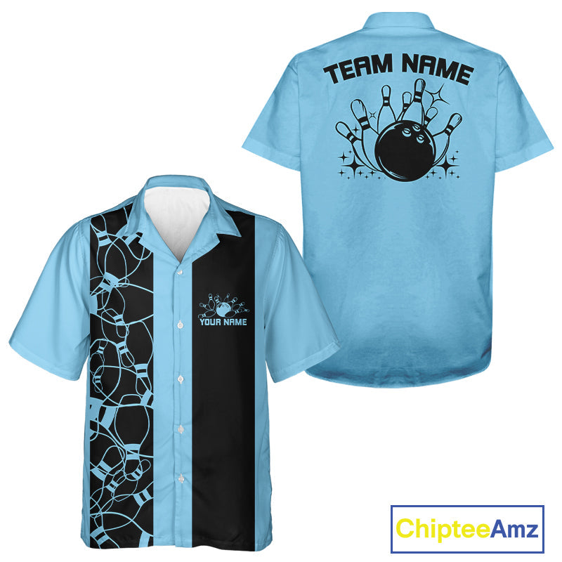 Custom Bowling Pin Pattern Vintage Bowling Team Shirt, 50S Retro Bowlers Outfit IPHW10087