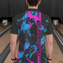 Load image into Gallery viewer, Custom Blue And Pink Strike Bowling Shirts Men Polo Camo Bowling Team Jerseys Bowling League IPHW5387
