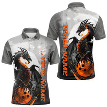 Load image into Gallery viewer, Black And Orange Custom Dragon Bowling Polo Shirts For Men, Dragon Bowling Team Shirts IPHW8819