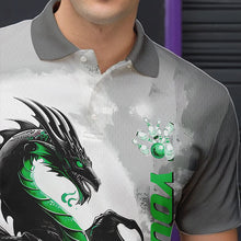 Load image into Gallery viewer, Black And Green Custom Dragon Bowling Polo Shirts For Men, Dragon Bowling Team Shirts IPHW8821