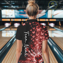 Load image into Gallery viewer, Custom Red Butterfly Women Bowling Quarter-Zip Shirt, Bowling League Shirt IPHW10907