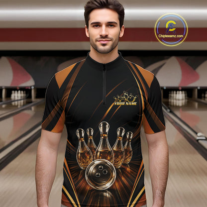 Custom Wine Bowling Men Quarter Zip Shirts, Wine Lovers Bowling Team Jersey IPHW11827