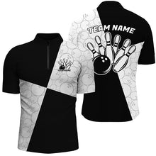 Load image into Gallery viewer, Black And White Custom Retro Bowling Shirts For Men, Classic Bowling Team Shirt Bowlers Outfit IPHW7371