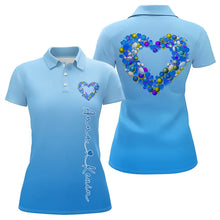 Load image into Gallery viewer, Blue Bowling Heart Custom Valentines Bowling Polo Shirts For Women, Bowling Couple Shirt IPHW8339