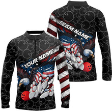 Load image into Gallery viewer, American Flag Eagle Custom Patriotic US Flag Bowling Shirts For Men, Black Bowling Team Uniform IPHW7922