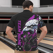 Load image into Gallery viewer, Black And Purple American Flag Eagle Custom Patriotic Flame Bowling Team Men Quarter-Zip Shirts IPHW8850