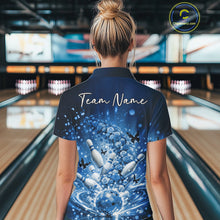 Load image into Gallery viewer, Custom Elegant Blue Roses And Butterfly Women Bowling Shirt, Flower Bowling League Shirt IPHW10929