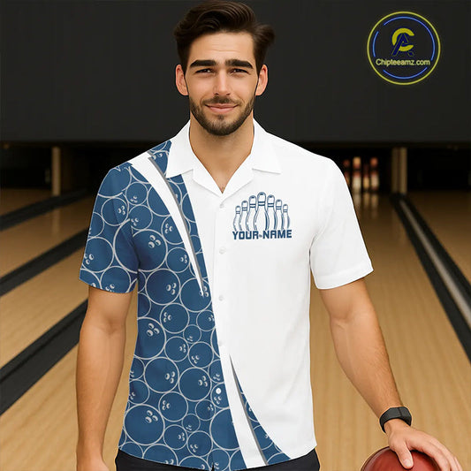 Black And Navy Blue Custom Retro Bowling Shirts For Men And Women, Classic Vintage Bowling Team Shirt IPHW7413