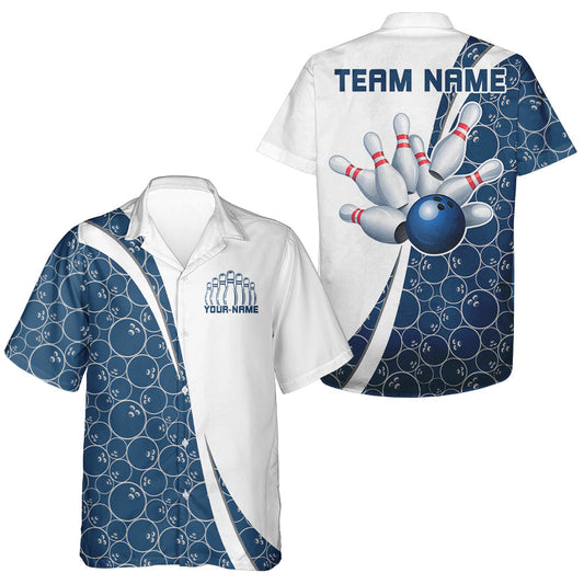 Black And Navy Blue Custom Retro Bowling Shirts For Men And Women, Classic Vintage Bowling Team Shirt IPHW7413