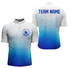 Load image into Gallery viewer, Custom Blue Bowling Team Quarter-Zip Shirts For Men, Bowling Tournament Bowling League Shirt IPHW8537