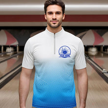 Load image into Gallery viewer, Custom Blue Bowling Team Quarter-Zip Shirts For Men, Bowling Tournament Bowling League Shirt IPHW8538