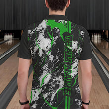 Load image into Gallery viewer, Custom Gray And Green Strike Bowling Polo Shirts For Men, Bowling League Team Uniform IPHW8862