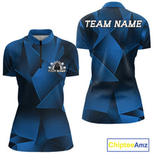 Load image into Gallery viewer, Blue sports jersey with geometric design, customizable text, and Chiptee Amz branding.