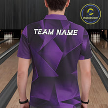 Load image into Gallery viewer, Person wearing a purple bowling shirt with 'TEAM NAME' on the back in a bowling alley.